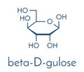 Gulose molecule beta-D-gulopyranose form. Skeletal formula.