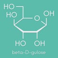 Gulose molecule beta-D-gulopyranose form. Skeletal formula.