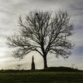 On the Gulperberg is the concrete Maria monument from 1935 by sculptor Charles Vos and architect Piet Gerrits, South Limburg, The Royalty Free Stock Photo