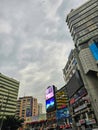 Gulshan 2, Dhaka, Bangladesh - 04.06.2023: High rise Buildings in Gulshan 2 circle in Bangladesh with the cloudy sky in the