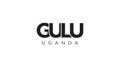 Gulu in the Uganda emblem. The design features a geometric style, vector illustration with bold typography in a modern font. The