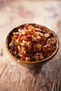 Gum arabic, also known as acacia gum - in bowl Royalty Free Stock Photo