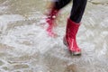 Gum boots in the rain Royalty Free Stock Photo