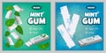 Gum chewing bubble banner set, realistic style