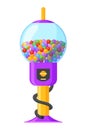 Gumball machine icon. Transparent round glass candy dispenser with colorful bubble gum. Vending machine. Container Royalty Free Stock Photo