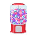 Gumball machine with striped bubble gums