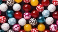 Gumballs background. Colorful candies. Assorted brightly colored dragees. Generative AI Royalty Free Stock Photo