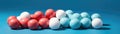 Gumballs Standing On Gradient White Blue Background Wide Panoramic. Generative AI Royalty Free Stock Photo