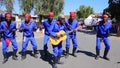 Gumboot dancers performing in a street of Soweto, Jonannesburg, South Africa