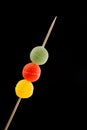 Gumdrops on skewer, Colorful Fruit Sugarcoated Marmalade balls. Traditional Scandinavian Christmas Candy