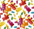 Gummy Bear Candy seamless pattern. Jelly Bear seamless texture.