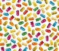 Gummy Bear Candy seamless pattern. Jelly Bear seamless texture.