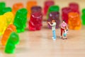 Gummy bear invasion. Junk food concept Royalty Free Stock Photo