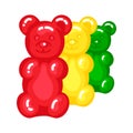 Gummy bear jelly sweet candy set with amazing flavor flat style design vector illustration.