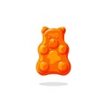 Gummy the bear. Orange jelly candy. Healthy vitamin. Vector cartoon illustration. Icon.