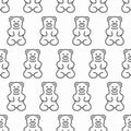 Gummy bear seamless pattern. Sweet jelly candy background. Line tasty vector illustration