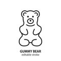 Gummy bear vector icon. Line sign of sweets. Editable stroke