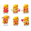 Gummy candy orange cartoon character with love cute emoticon