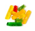 Gummy Candy Pile Isolated, Chewing Colorful Marmalade Sticks, Jelly French Fries Heap, Gelatin Candies Royalty Free Stock Photo