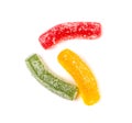 Gummy Candy Pile Isolated, Chewing Colorful Marmalade Sticks, Jelly French Fries Heap, Gelatin Candies Royalty Free Stock Photo