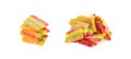 Gummy Candy Pile Isolated, Chewing Colorful Marmalade Sticks, Jelly French Fries Heap, Gelatin Candies