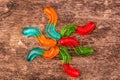 Gummy jelly candy worms Royalty Free Stock Photo