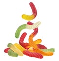 Gummy worm candies isolated on white background Royalty Free Stock Photo