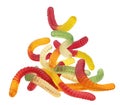 Gummy worm candies isolated on white background Royalty Free Stock Photo