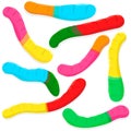 Collection of colorful gummy and jelly candy worms. Vector illustration Royalty Free Stock Photo
