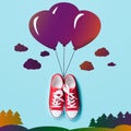 Gumshoes with abstract balloons