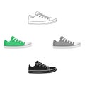 Gumshoes icon in cartoon,black style isolated on white background. Shoes symbol stock vector illustration.