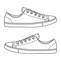 Gumshoes linear icon. Simple colorless image of sports shoes for app, website or ad design. Isolated vector on white Royalty Free Stock Photo