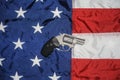 Gun on American Flag backdrop Royalty Free Stock Photo