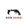 GUN BANG LOGO CONCEPT, WITH GUN AND FLAG ILLUSTRATION