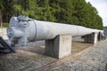 The gun barrel of a ship like a battleship 305 mm, USSR. Military equipment Royalty Free Stock Photo