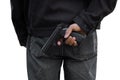 Gun Behind Back Royalty Free Stock Photo