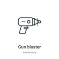 Gun blaster outline vector icon. Thin line black gun blaster icon, flat vector simple element illustration from editable astronomy Royalty Free Stock Photo