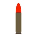 Gun bullet war military weapon danger army ammunition vector illustration. Shell bullet shot munition icon rifle handgun isolated