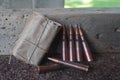 Gun Bullets and Ammo for a Mosin Nagant Rifle Royalty Free Stock Photo