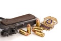 Gun bullets badge police Royalty Free Stock Photo