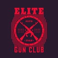 Gun club vintage emblem with automatic rifles