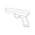 Gun continuous line drawing. One line art of weapon, gas pistol, firearms, weapons for police and self-defense, toy.