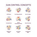 Gun control concept icons set Royalty Free Stock Photo