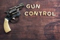 Gun control concept with gun and text Royalty Free Stock Photo