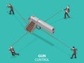 Gun control flat isometric vector concept.