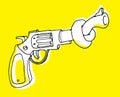 Gun control or pistol with tangled barrel