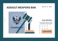 Gun control web or landing set. Second amendment ban. Weapon regulations Royalty Free Stock Photo
