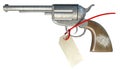 Gun With Fingerprint And Paper Tag Front