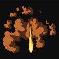 Gun flashe or gunshot animation. Fire explosion effect during the shot with the gun. Cartoon flash effect of bullet