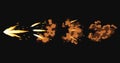 Gun flashes or gunshot animation. Cartoon flash effect of bullet starts with smoke and sparkles. Fire explosion effect Royalty Free Stock Photo